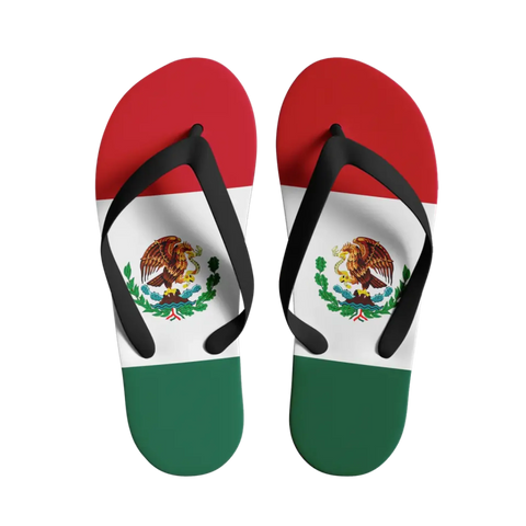 Personalized Mexican Heritage Pride Flip Flop, Custom Printed Flag Flip Flop, Mexico Design Slippers