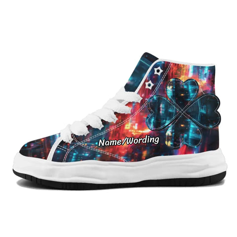 Personalized Trump Sneakers, Custom Canvas  High Top Shoes, Four Leaf Clover Decoration Unisex Shoes