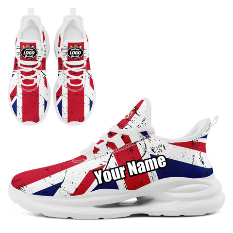 Personalized UK Flag Print Sneakers, Custom Breathable Lace Up Shoes, Patriotic and Pride Unisex Shoes