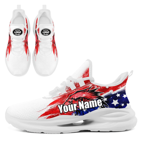 Personalized America Flag Sneakers, Custom Eagle Breathable Shoes, Lace Up Unisex Shoes FN079-25018016
