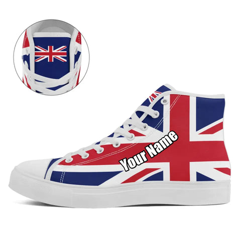 British Flag Union Jack High-Top Sneakers, UK Pride Great Britain Patriotic Canvas Shoes FN024-25020188