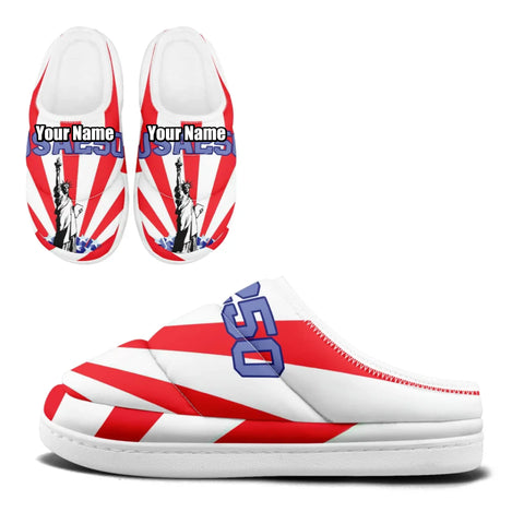 USA 250th Anniversary Patriotic Slipper Collection, "250 Years of Freedom" Cozy House Shoes FN057-25028167